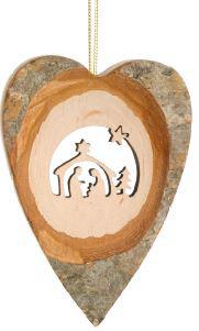 Cuore con Natività legno