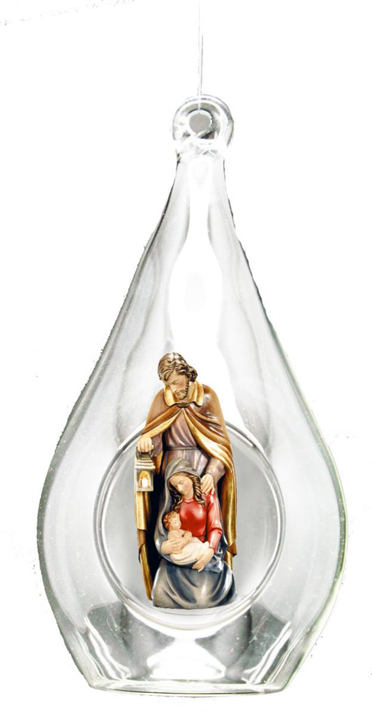 Goccia d vetro con Presepio in legno - 29.0 cm