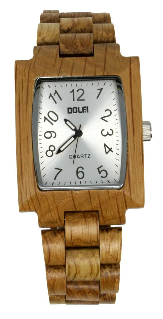 Orologio in legno con quadrante rettangolare, Calvin