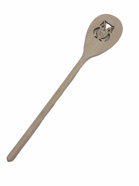 Mestolo in legno con gufo 30 cm