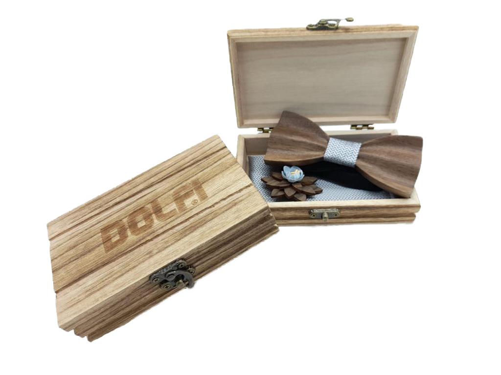 Set Papillon legno uomo azzurro